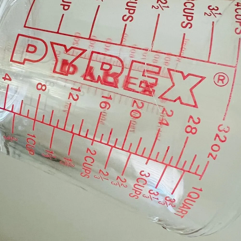 PYREX (All Caps) 4 Cup / 1 Qt / 32 oz / 1 L Glass Measuring Cup With Handle
